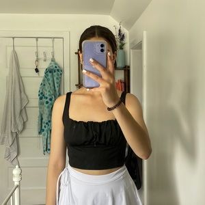 Black ruched tank top